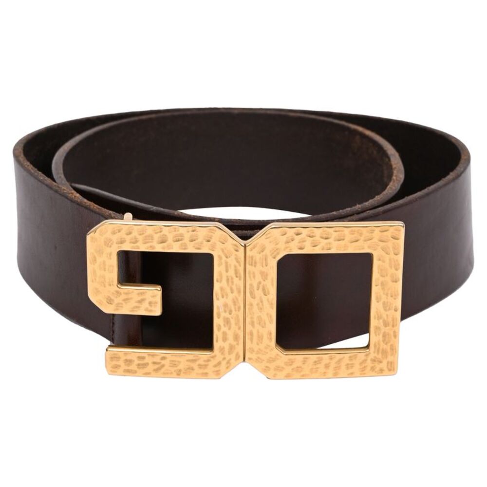 Dolce and Gabbana Gold-Tone DG Logo in Brown Leather
